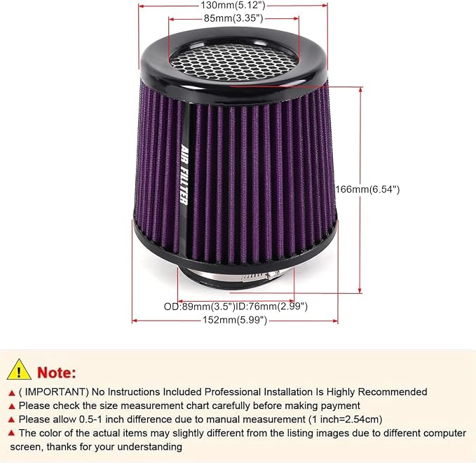 Universal 3 Inch 76mm Air Intake Filter Replacement Cone Air Filters Quality - Image 4