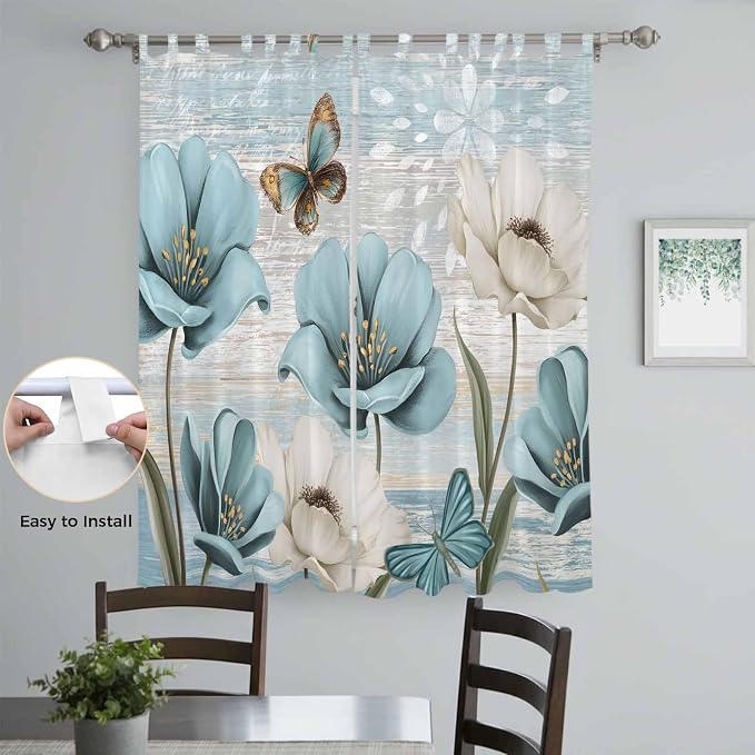 Spring Floral Living Room Curtains 84 Inch Length, Window Curtains Tab Top - Image 4
