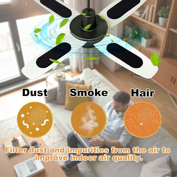 30 PCS Ceiling Fan Blade Air Filters, Activated Carbon Air Purifier Pads to - Image 5