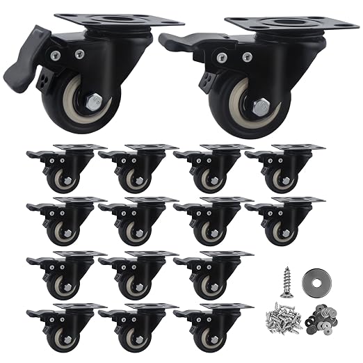 2 Inch Caster Wheels Set of 16 Heavy Duty Casters, by Htudcoue