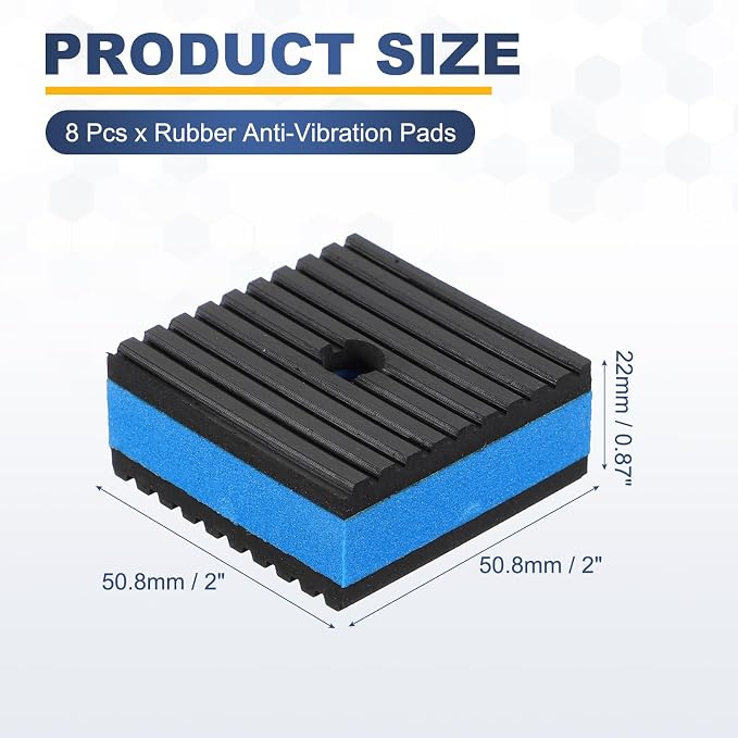 HARFINGTON 8Pcs Rubber Anti-Vibration Pads 2" x 2" x 7/8" Heavy Duty EVA - Image 2