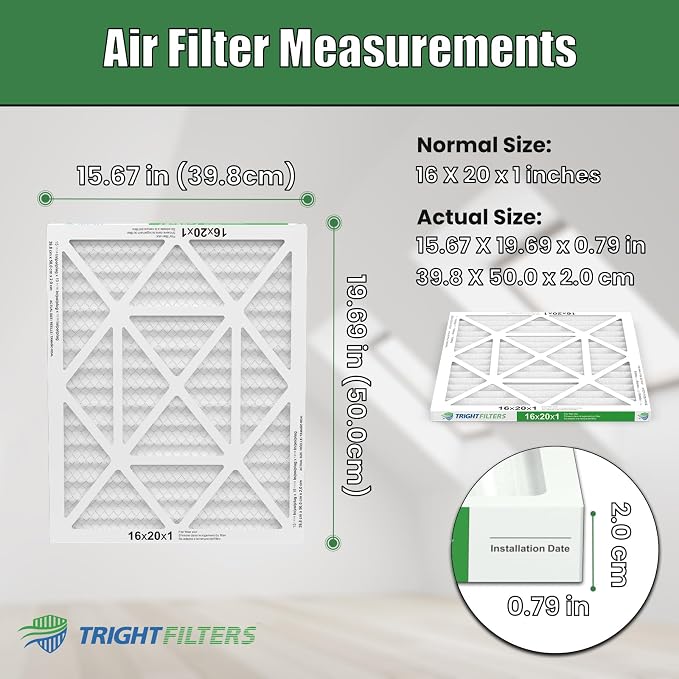 16x20x1 Air Filter 4 Pack, Durable MERV 8 Pleated Home HVAC AC Furnace Filters - Image 2