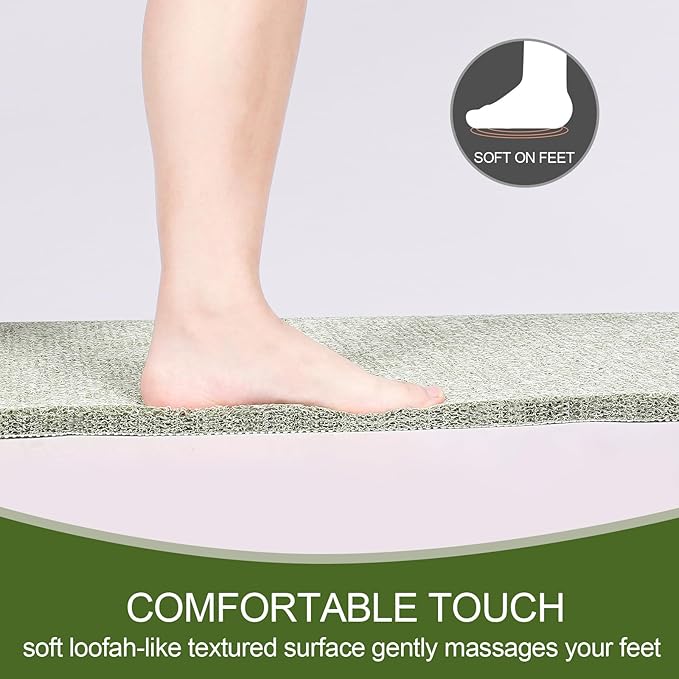 Joyhalo Shower Mats for Showers Anti Slip for Elderly, 30'' x 17'' Non Slip Bath Mat for Inside Shower, Bath Tub Mats for Bathroom Non Slip for Shower, PVC Loofah Bathroom Mats, Mint Green