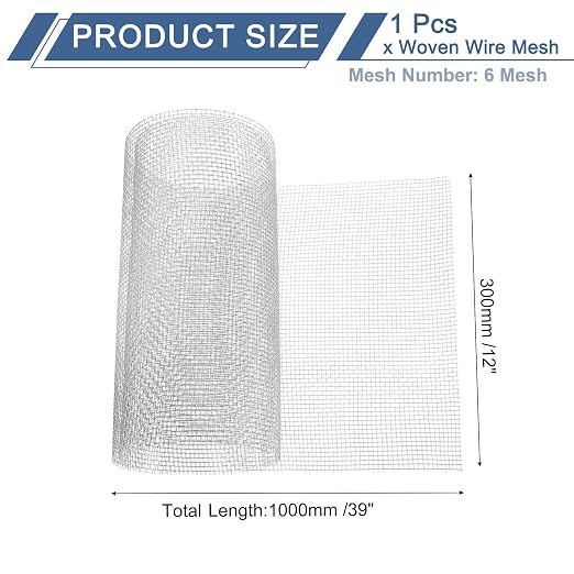 uxcell 6 Mesh 39" x 12" Woven Wire Mesh, 304 Stainless Steel Air Vent Filter - Image 2