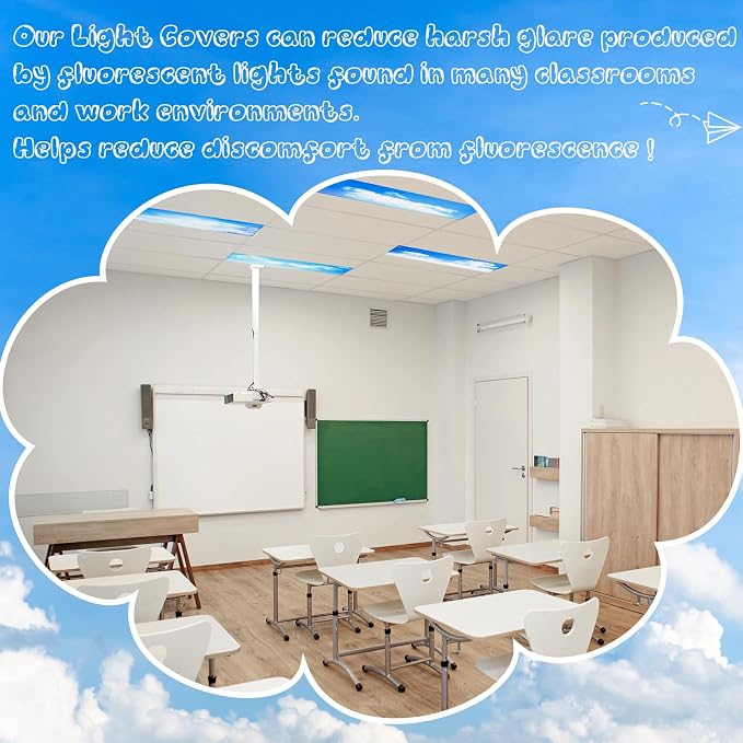 Yahenda 8 Packs Fluorescent Light Covers, 4 x 2 Feet Magnetic Ceiling Lighting - Image 5