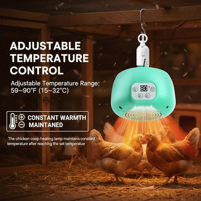 Enhon 2 Sets Chicken Coop Heater, Timing Heat Lamp - Image 3
