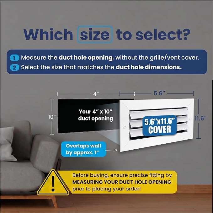4x10 Aluminum HVAC Wall Register 1-Way Air Vent Cover Ceiling Quiet - Image 2