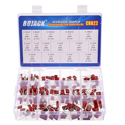 BOJACK 15 Values 150 Pcs Metallized Polypropylene Film DC Capacitor 400V/0.01uF by BOJACK