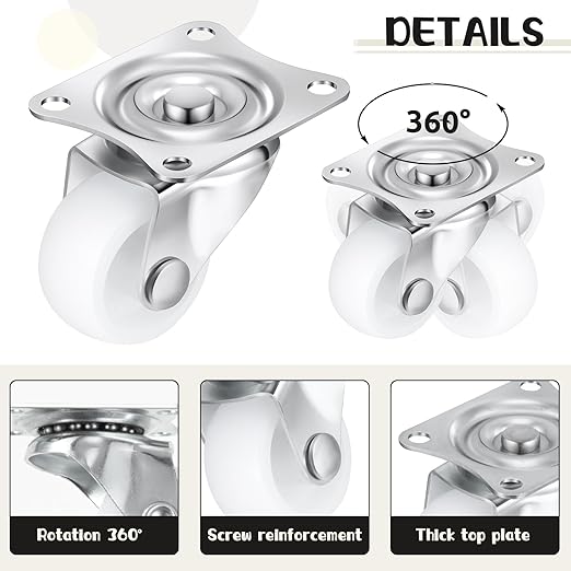 Maitys 24 Pcs 1" Swivel Profile Casters Wheels - Image 4