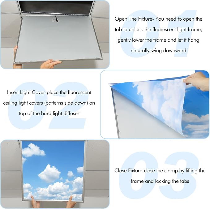 Amylove 4 Pcs Fluorescent Light Covers Classroom Ceiling Panels Light Filters - Image 4
