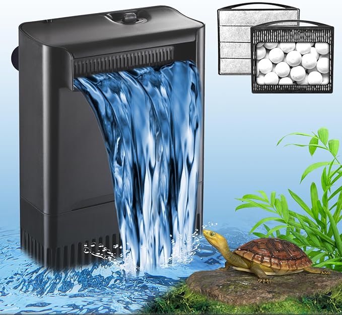 Turtle Tank Filter Aquarium Filter Power Adjustable 20-75 Gal. 290GPH Large by TARARIUM