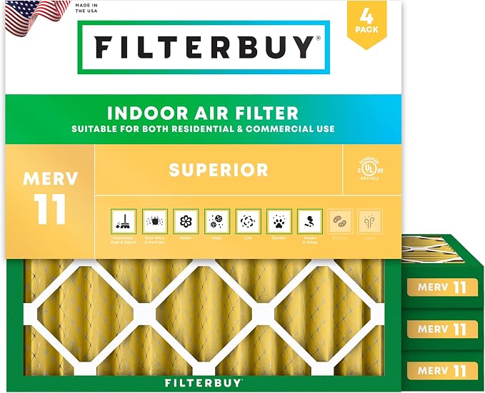 Filterbuy 10x10x2 Air Filter MERV 11 Superior Pet & Allergy Defense, by Filterbuy