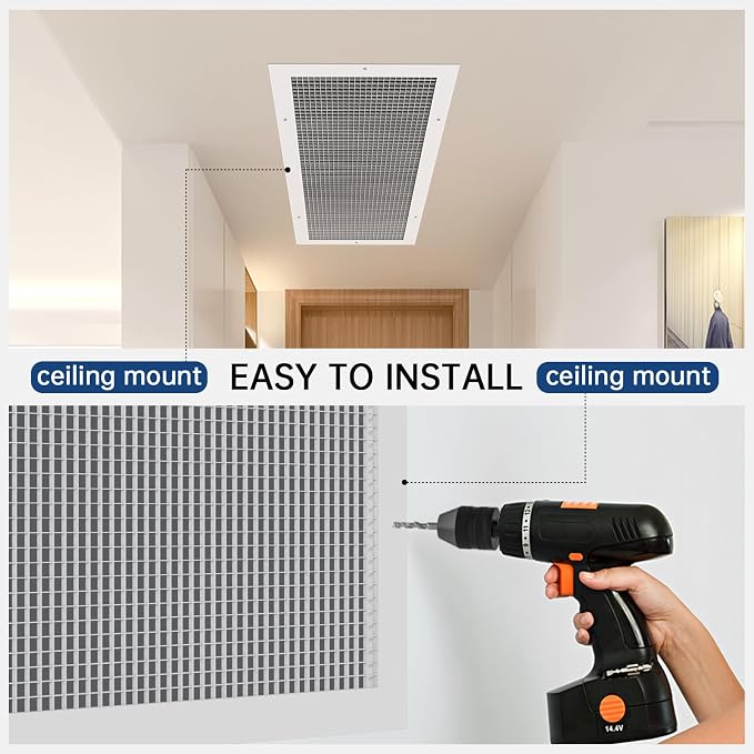 Return Air Grille Fits 20'' x 30'' Duct Opening, Aluminum Eggcrate Return - Image 5