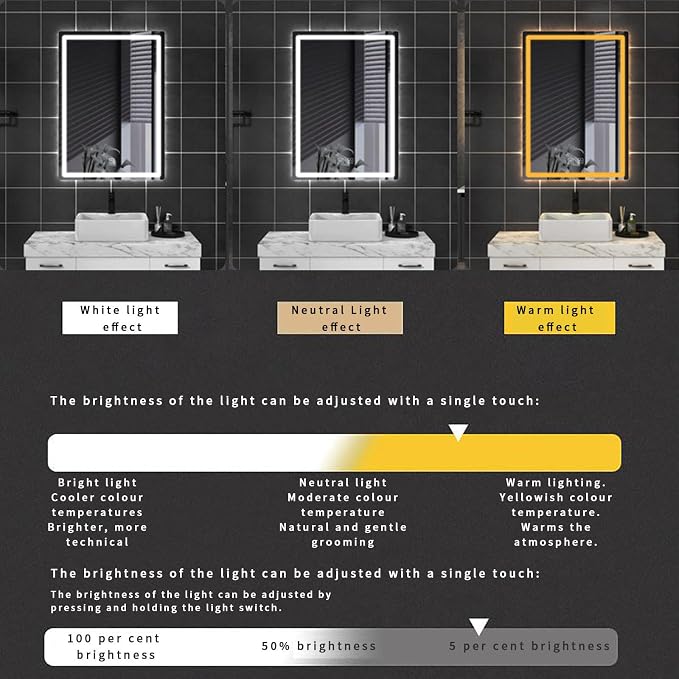 500 X800 mm Illuminated Backlit LED Bathroom Mirror, Wall Mounted Multifunction - Image 2