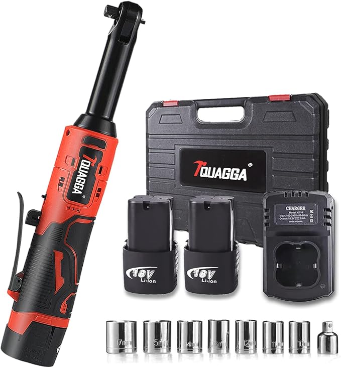 3/8" Cordless Electric Ratchet Wrench Set, 18V Power Ratchet Tool Kit by TQUAGGA