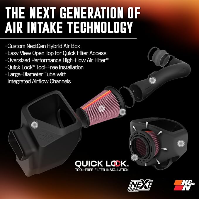 K&N NextGen Cold Air Intake System: High-Flow Cotton Filter: Compatible - Image 3