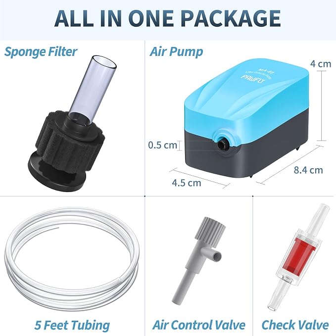 Pawfly Aquarium Air Pump with Nano Bio Sponge Filter Kit Air Control Valve - Image 3