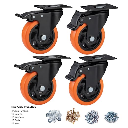 4" Caster Wheels, Casters Set of 4 Heavy Duty - Image 6