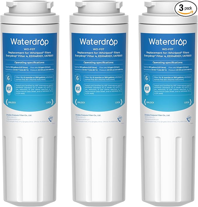 Waterdrop UKF8001 Refrigerator Water Filter 4, Replacement by Waterdrop
