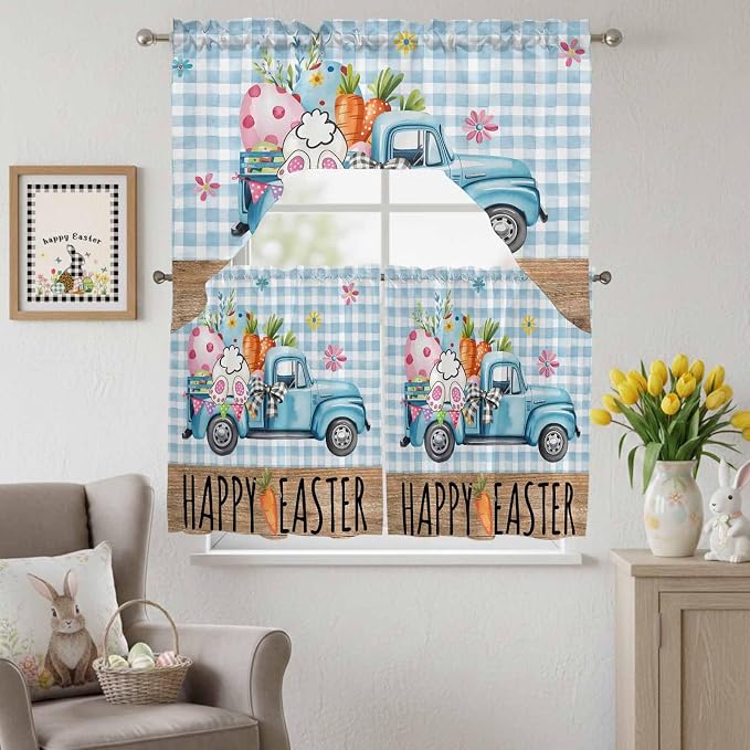 Swag Valance Curtains, Easter Truck - Image 3