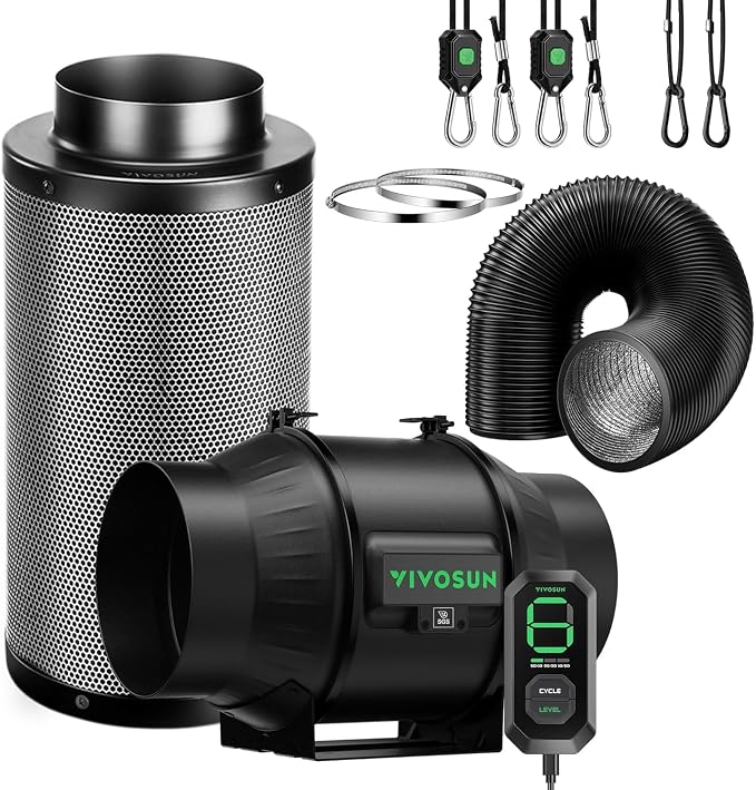 VIVOSUN Smart Air Filtration T6 Kit 6", AeroZesh T6 Inline Duct Fan by VIVOSUN