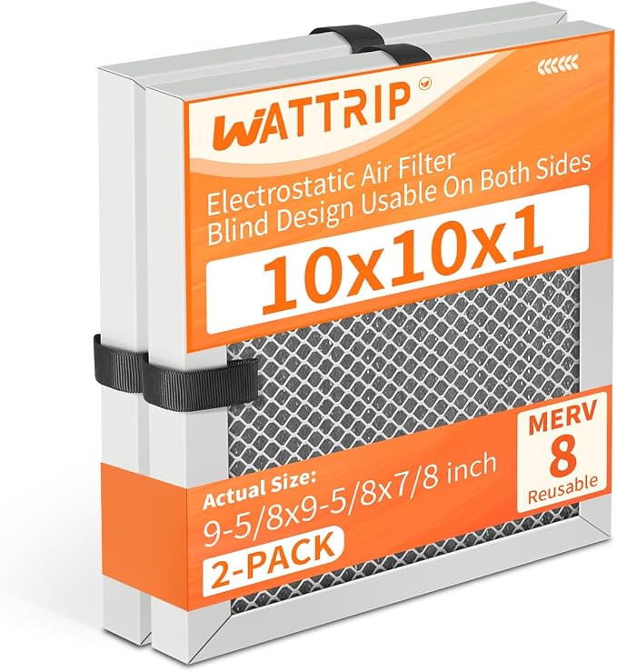 2-Pack 10x10x1 MERV 8 Reusable & Washable Electrostatic Air Filters by BreatheSmartLiveClean