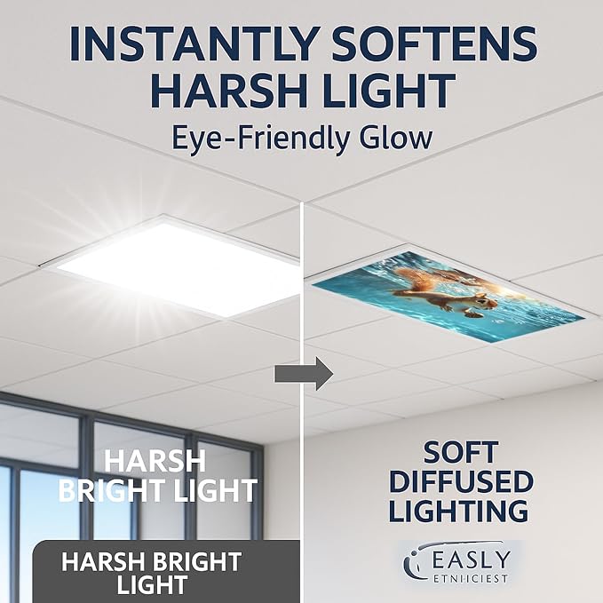 2 Pack Fluorescent Light Covers 4x2 ft Magnetic Light Covers - Image 2
