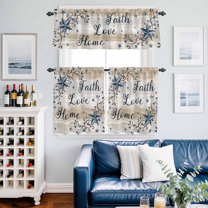 Vintage Country Kitchen Curtains Set 3 Piece - Image 2