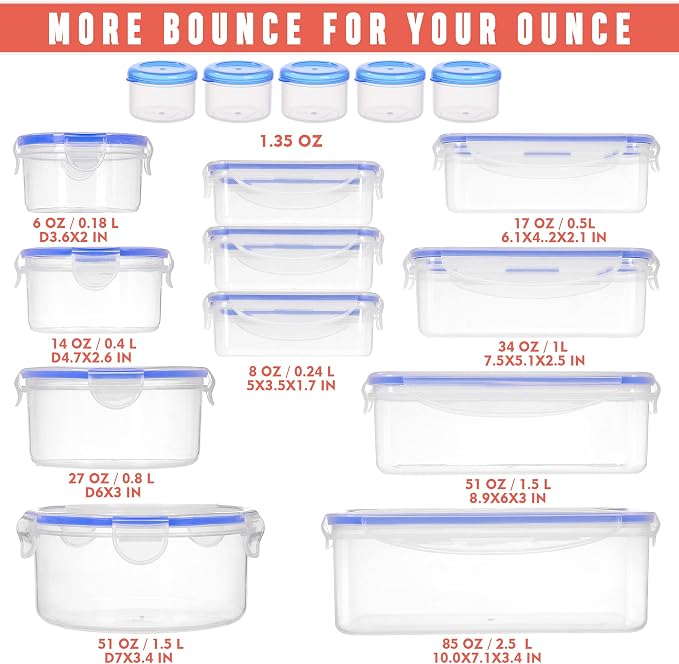 RockBerry 32 Pcs Large Plastic Food storage containers-85 oz to Sauces Box - Image 2