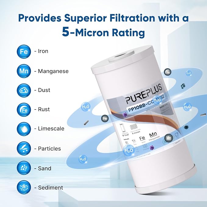 PUREPLUS 10" x 4.5" Whole House Iron Reducing Sediment Filter Compound - Image 5