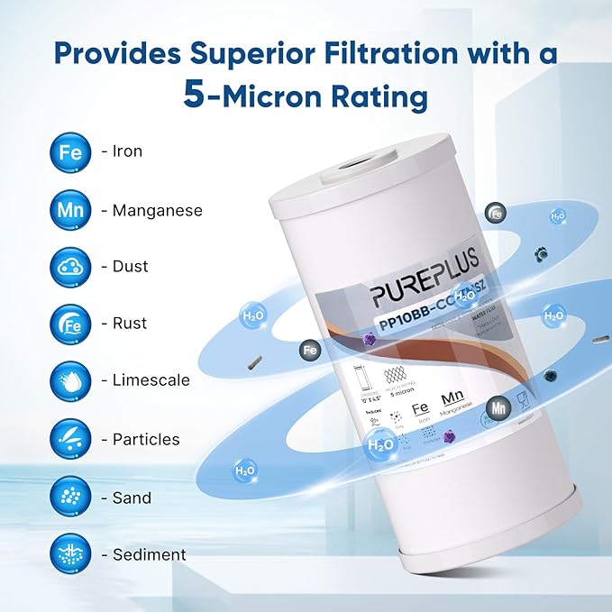 PUREPLUS 10" x 4.5" Whole House Iron Reducing Sediment Filter Compound - Image 5