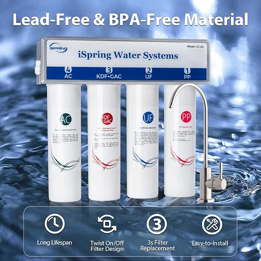 iSpring CU-A4 0.01μm Ultra-Filtration Under Sink Water Filter System, Tankless - Image 7