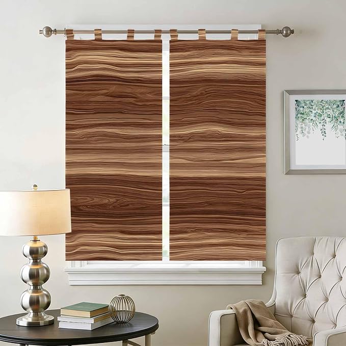 Brown Western Bedroom Curtains 72 Inch Length, Window Curtains Tab Top - Image 2
