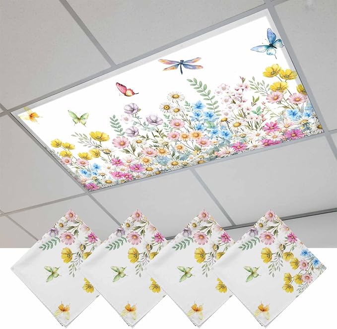 Fluorescent Light Covers for Ceiling Lights Spring Flowers Magnetic Light by Home+L6