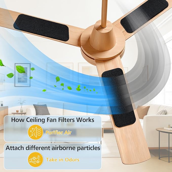 20 Pack Ceiling Fan Filters for Blades, Activated Coconut Shell Carbon Fan - Image 9