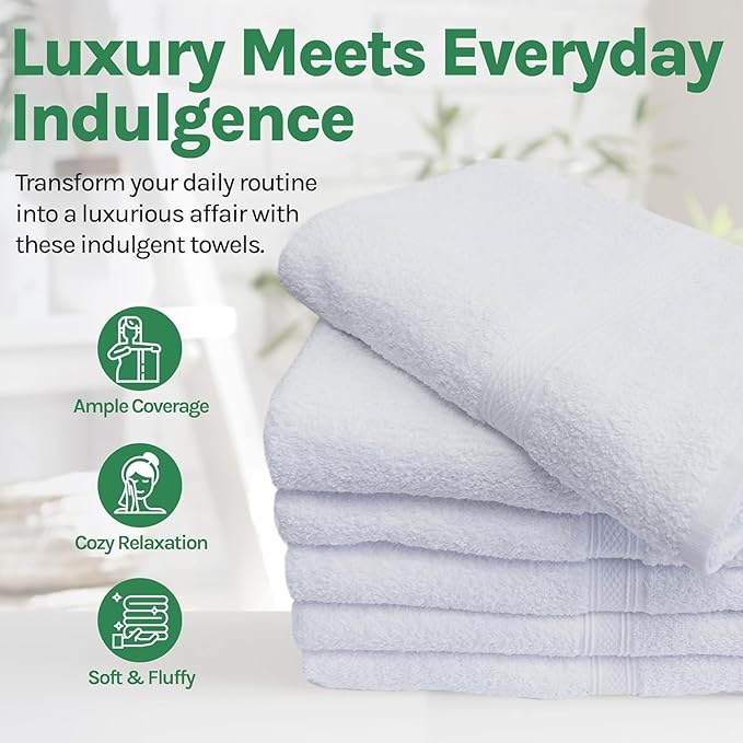 Towels N More Washcloth (60 White) - 100% Cotton Washcloth 12 x 12 - Highly Absorbent Bathroom washcloths, All Purpose Cleaning Towels, Face Towels (60)