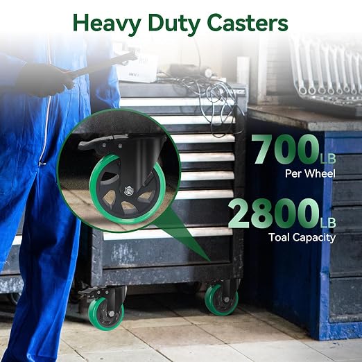 6 Inch Caster Wheels, Locking Casters Set of 4 Heavy Duty, Silent Top Plate - Image 3
