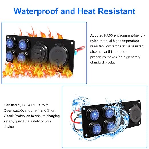 FXC 4 Gang Switch Panel Aluminum + QC 3.0 Dual USB Ports - Image 5