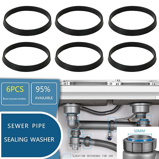 6PCS Sealing Ring for Kitchen Sink Filter, conical Rubber Gasket for Drain Pipe - Image 3