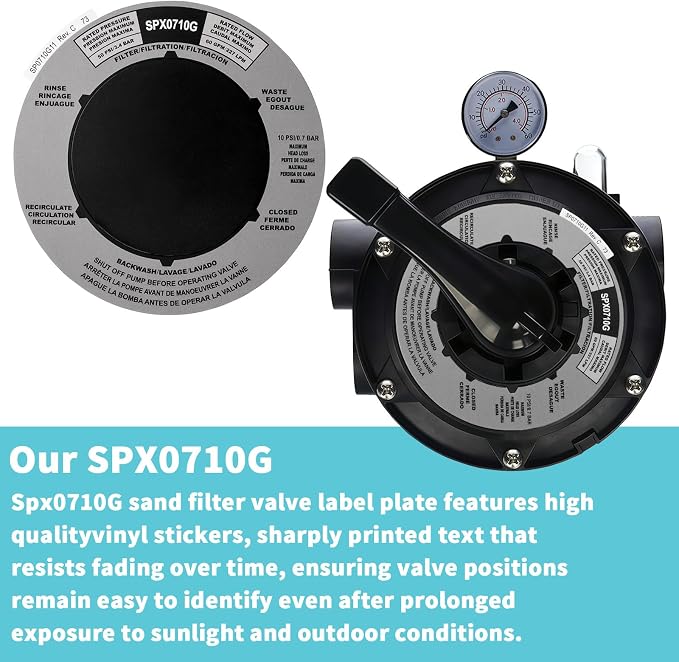 SPX0710G Sand Filter Valve Label Sticker Compatible - Image 5