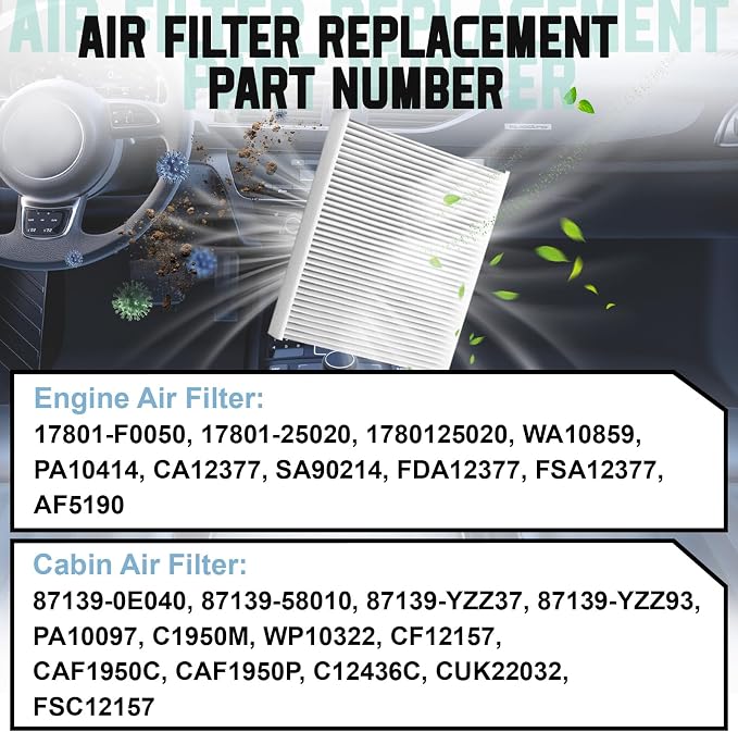 Engine Cabin Air Filter Kit Compatible - Image 7
