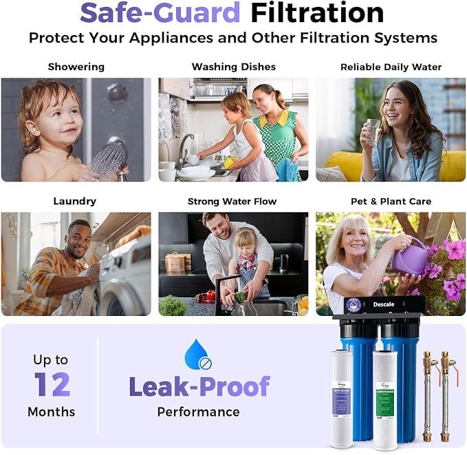 iSpring WGB22B-DS+AHPF12MNPT16X2 2-Stage Whole House Water Filter System w/ - Image 5