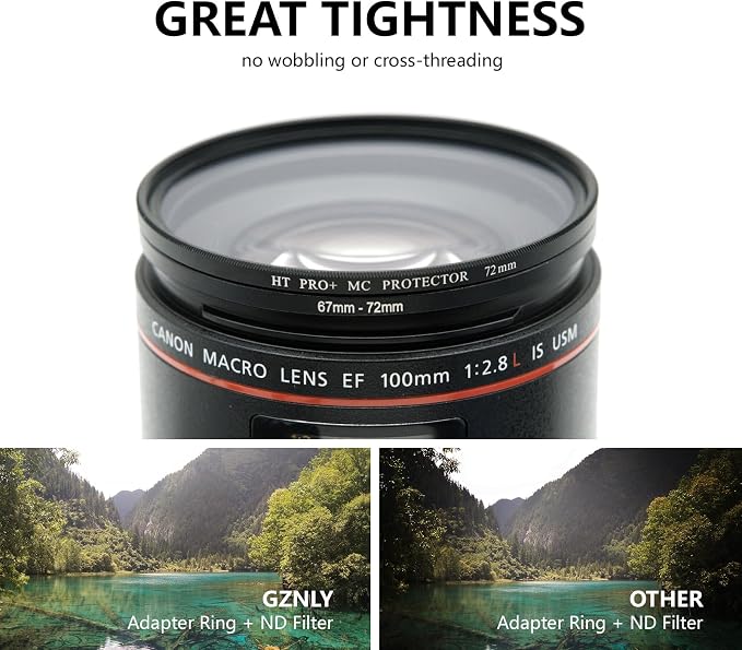 72mm to 77mm Step-up Adapter Rings Filter Adapter Black Metal Step Down Filter - Image 6