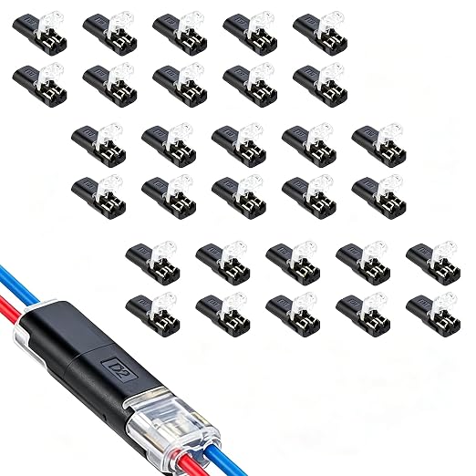 BOENFU Double Wire Plug in Connector, 30 Pack, 18-20 AWG, 2Pin Lock Strip by BOENFU