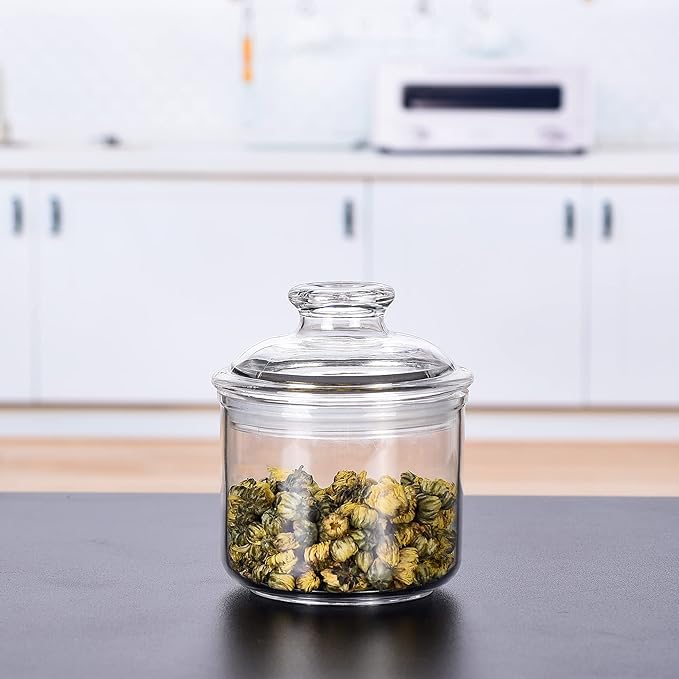 13.5oz Small Acrylic Storage Jar, Airtight Lid with Silicone Sealing Ring, Ideal Canister Container for Sugar, Tea, Spices, Herbs, Shells, Bath Salt, Christmas Decorative Apothecary Jars