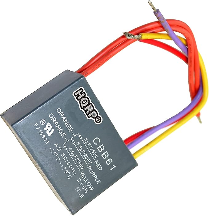 HQRP 2-Pack Ceiling Fan Capacitor CBB61 5uf+6.5uf+6.5uf 5-Wire UL Listed - Image 2