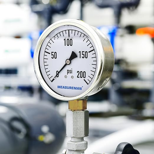 MEASUREMAN Glycerin Filled Plumbing Pressure Gauge 0-200psi Stainless Steel Case - Image 8