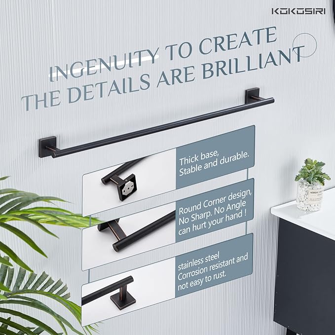 KOKOSIRI Bathroom Towel Bar 32'' Towel Holder for Bath Kitchen Cabinet Towel Rails 32 Inch Oil Rubbed Bronze Stainless Steel B4005ORB-L32