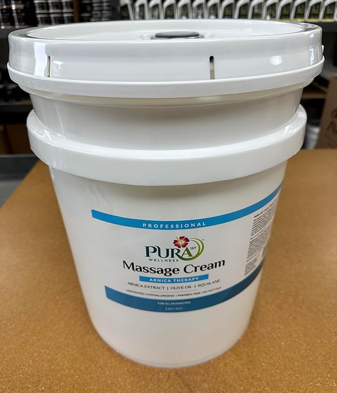Wellness Professional Arnica Therapy 5 Gallon Massage Cream, Arnica Cream for Bruising, Olive Oil, Arnica Extract, Unscented, Hypoallergenic, Natural, Moisturizing & Hydrating, Deep Tissue