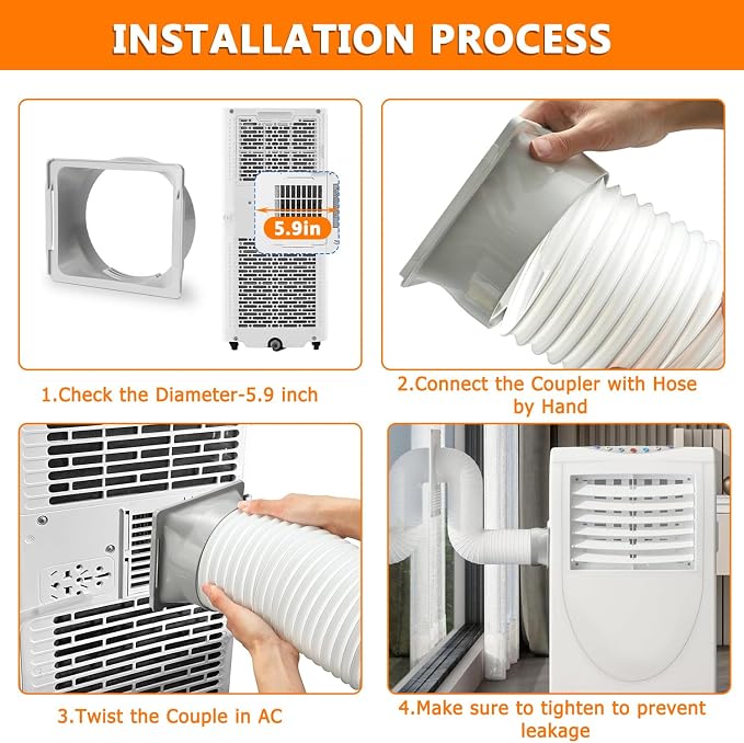 Portable Air Conditioner Square Exhaust Hose Coupler 5.9 Inch Square to Round - Image 5